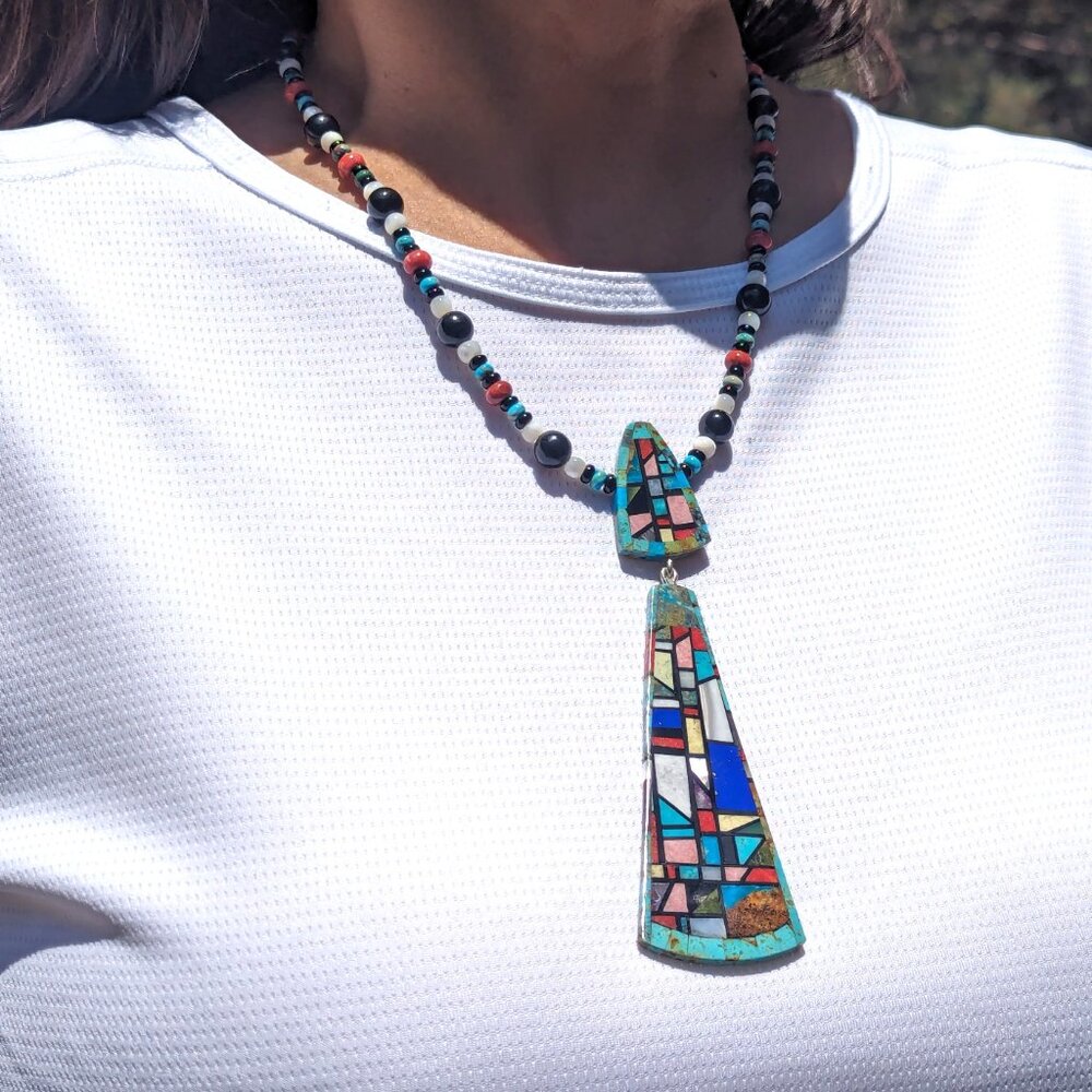 Genuine‎ Handmade Native American Santo Domingo Kewa Necklace Signed Nieto ***